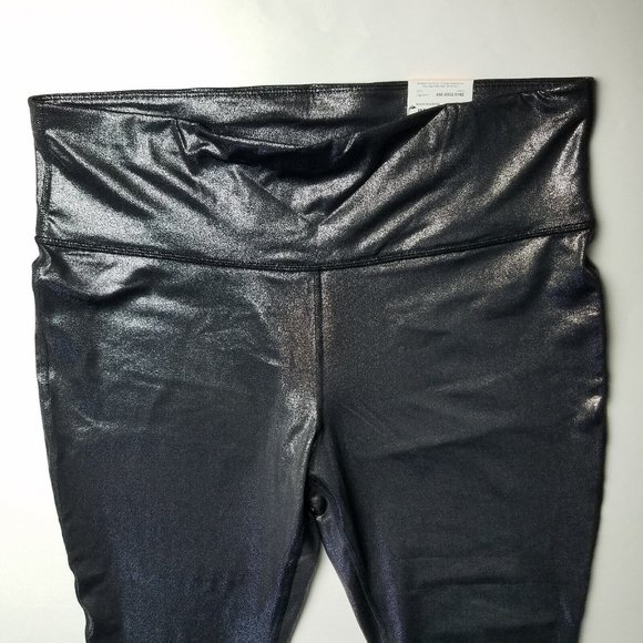 xersion Womens Active Leggings High Waisted 7/8 Length Size XXL Silver Metallic - Picture 2 of 8